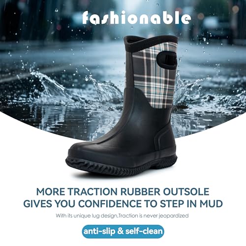 Image of Hbxooxts Women Mud Boots Waterproof Garden Shoes, Anti-Slip Rubber Rain Boots for Women, Outdoor Work and Farming with Easy-Clean Design