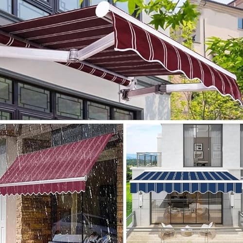 Auvent de balcon rétractable imperméable 5x2,5m store banne manuel extérieur - 7