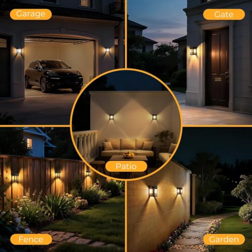 Image of XERGY Solar Powered Outdoor Wall Lights with Motion Sensor, 3 Lighting Modes, 1200mAh Battery, Retro Design, Waterproof, Security Lights for Garden, Deck, Porch, Balcony, Gate (1pc)