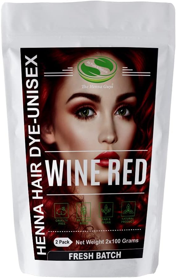 Wine Red Henna Hair & Beard Dye/Color - 2 Pack - The Henna Guys