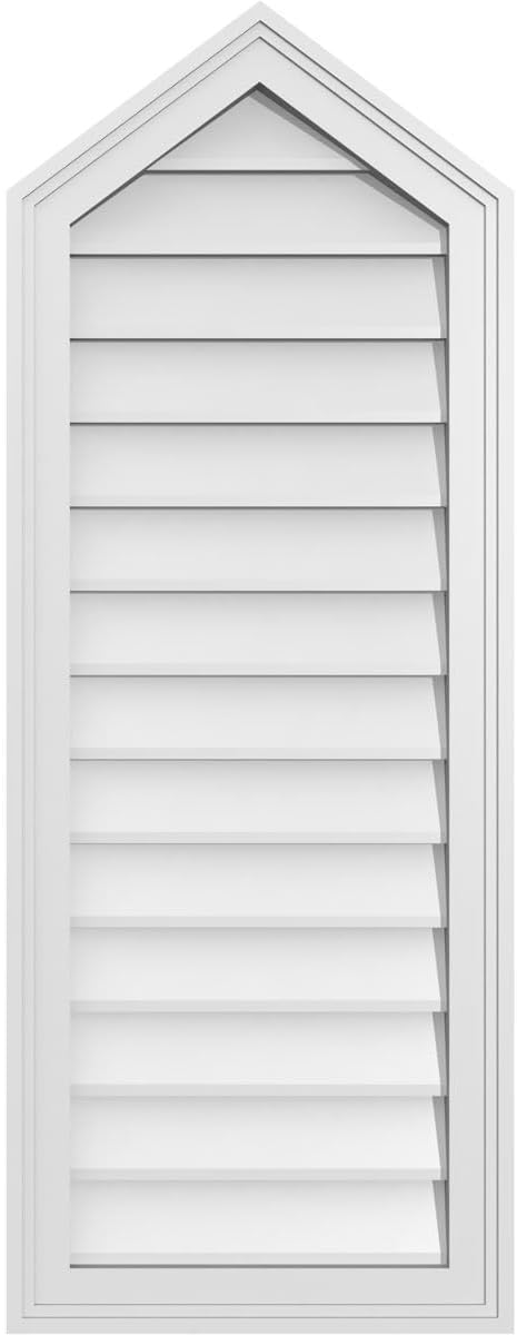 GVSPE16X4202SN-09 Peaked Top Brickmould Frame, Primed Tan Signature Series Surface Mount Gable Vents, 16-in. W x 42-in. H, Unfinished