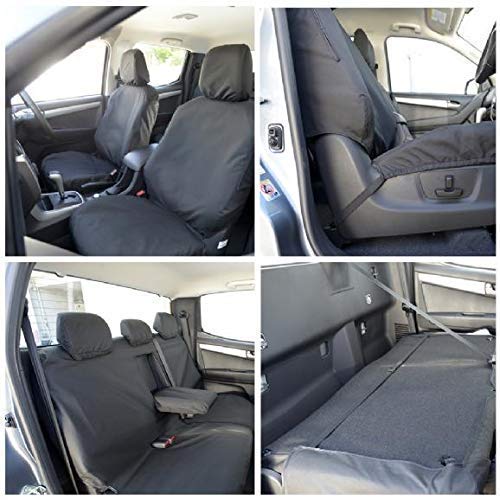 UK Custom Covers Coprisedili Anteriori Impermeabili SC129B | Nero, 600 Denari, Compatibili Con Airbag, Per Isuzu D Max 2012->