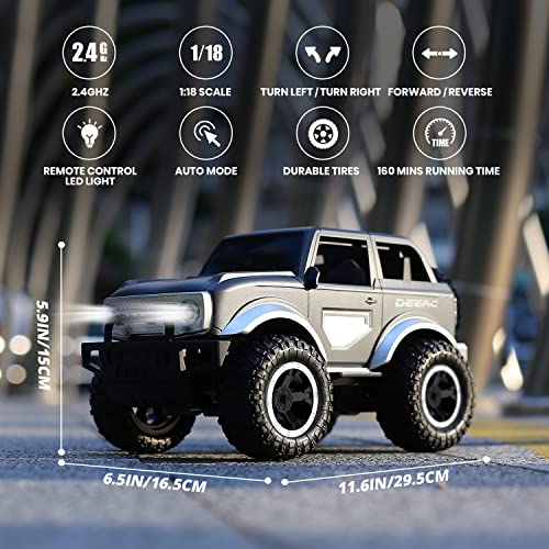 Deerc De49 Rc Cars W/Spare Tire, 160 Mins Play Suv Vehicle W/Led Headlight & Taillight, 2.4Ghz 1:18 Remote Control Car, All-Terrain Monster Trucks, Off-Road Jeep Crawler Gifts For Boys Girls Kids #TOP1