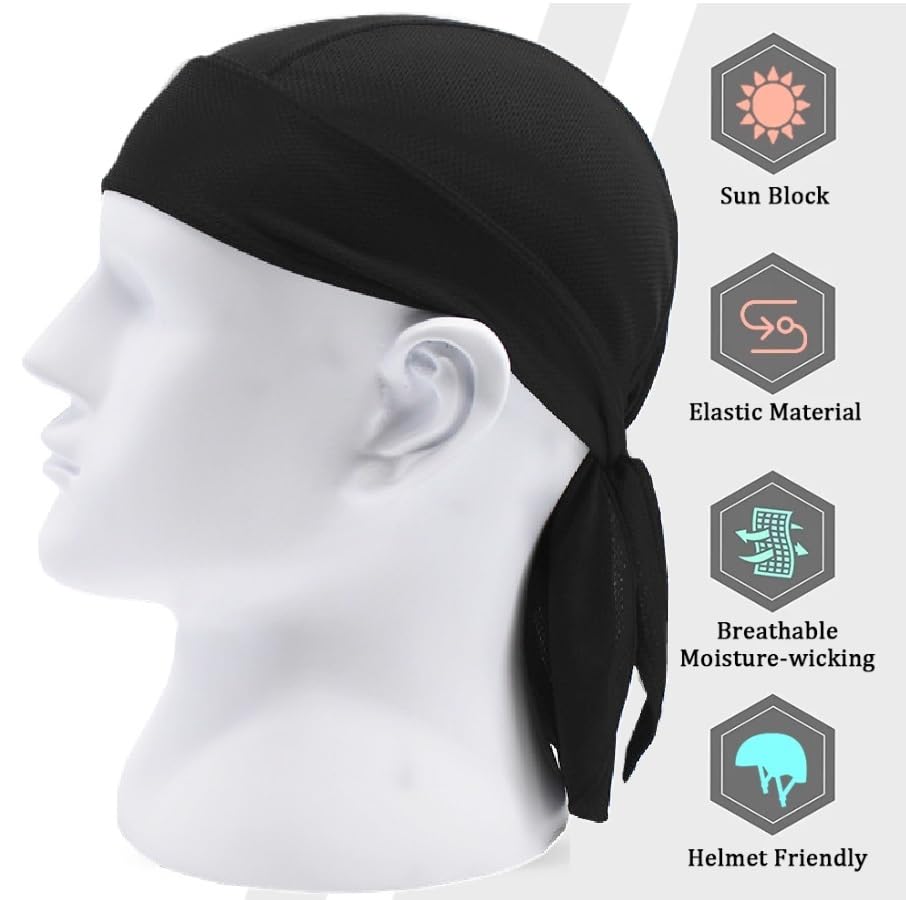 Do Rag Cycling Motorcycle Hat Durag Sports Headband Pirate Cap Bandana for Helmet Bike UV Protection — view 2