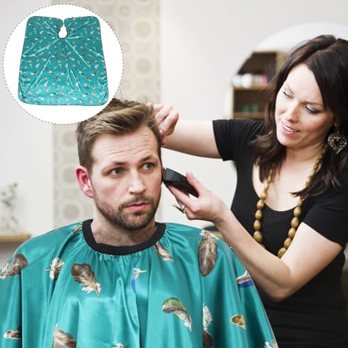 Capa para cortar cabello adulto verde con cierre de broche para barbería y uso en salón miniatura 7