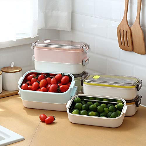 scatola per il pranzo, Bento Boxes Scatola da pranzo portatile in acciaio inossidabile a 2 strati con scomparti Contenitore for alimenti for adolescenti for ufficio e scuola