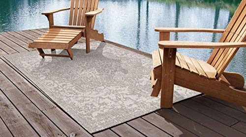 Tapete Unique Loom Jill Zarin Outdoor 7'10" x 10' Rectangular Gris/Marfil miniatura 3