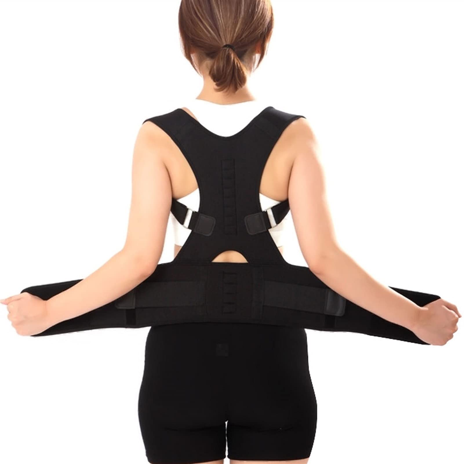Corrector de postura con 12 imanes para mujeres y hombres adolescentes, soporte para la espalda, correa para el hombro ajustable y transpirable para la corrección del cuerpo y alivio del dolor de