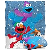 Sesame Street Furry Friends Forever Elmo Cookie Monster Snow Run Decke für Kinder, seidig, 152 x 127 cm, Schneelauf