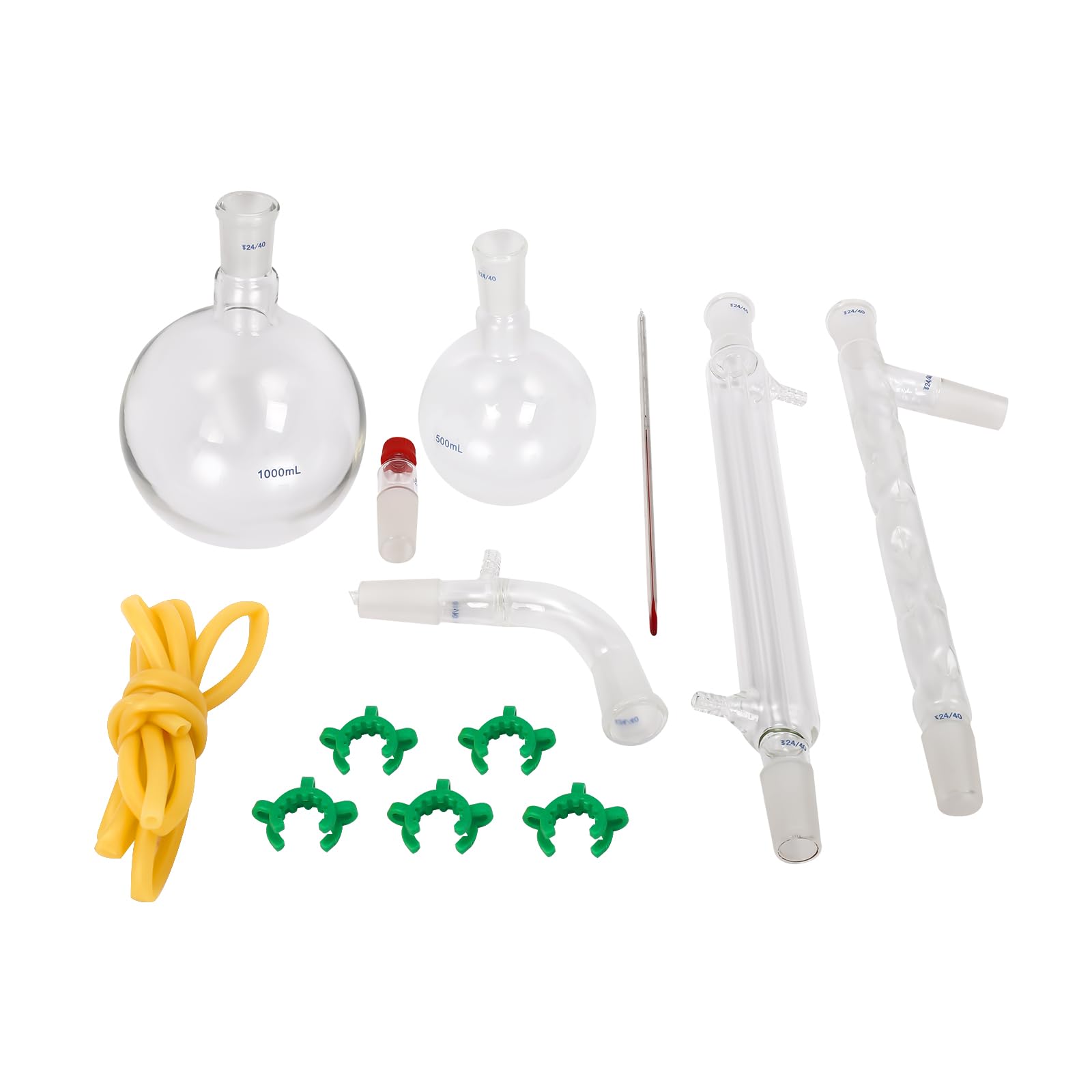 Chemielabor Glaswaren-Set, 250–1000 ml, 32 Stück, 24/40, Chemie, Glaswaren, Destillation, Labor, Glaswaren, Laborglaswaren, Chemie, Glaswaren für Destillationen, Trennung, Reinigung