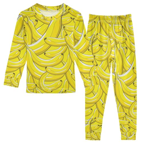 Yellow Banana Pajama Sets Long Sleeve Top with Pants Cotton Soft Sleepwear 2 Piece Pjs Set Size 5T