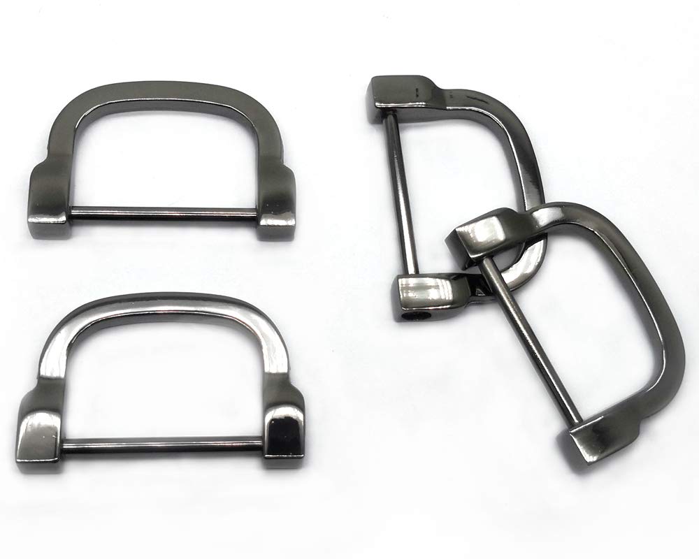 ZLYY 4pcs 1.2inch D-Rings Horseshoe & U Shape D Rings, Screw in Shackle DIY Leather Craft Purse Keychain Accessories (Black)