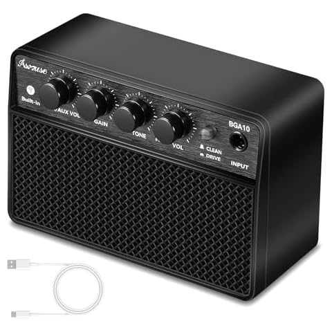Asmuse Electric Guitar Amp 10W Portable, Mini Guitar Amplifier Rechargeable with Clean & Drive Channels, Small Electric Acoustic Guitar Amp for Practice Travel with Headphone Output Cover