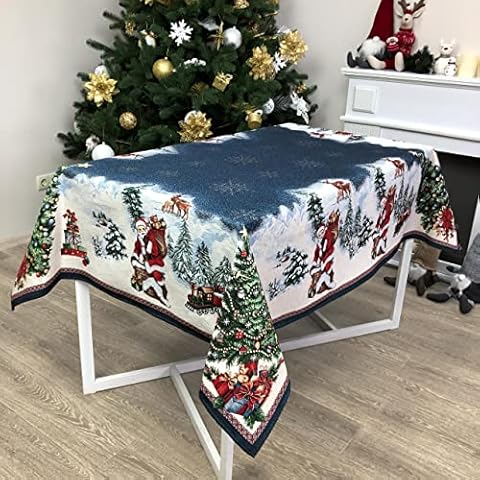 TEXTILE4HOME T4H Mantel navideño, Colección Cielo Azul Gobelino Cover