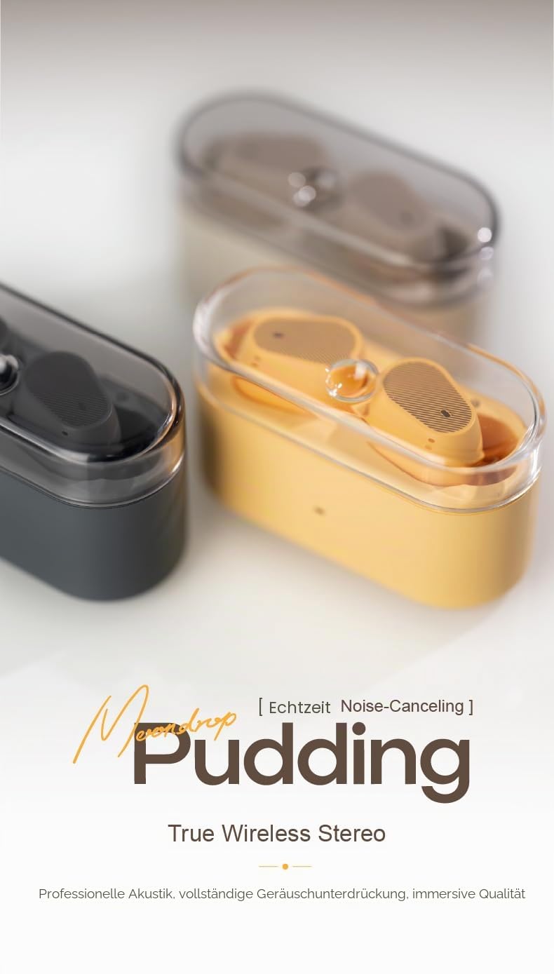 Moondrop Pudding WTS Kopfhörer, True Wireless Stereo ANC AI ENC LHDC-V 10 mm dynamischer Treiber, interaktiver DSP, Bluetooth 6.0, Musikspiel, Dual-Modus, Gelb