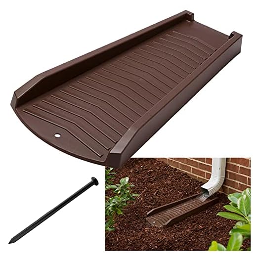 2-Pack Decorative Downspout Brown Splash Block Rain Gutter Drain Extender, 2-Pack with Stakes, (301112-2PK-STAKES)