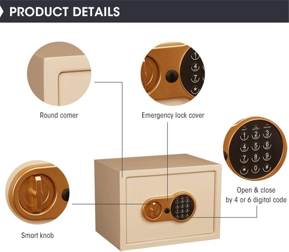 ホームセーフ ホームホテルルーム全鋼鉄電子金庫家庭用整備機オフィスセーフリテール 勉強やオフィスに適しています (色 : ベージュ,