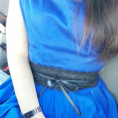 Women's Stretch Waist belt Crochet Lace Bow Tie Wrap Around Waist Band Boho Belt2