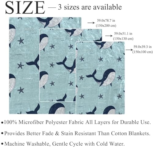Couverture polaire étoiles baleines plaid canapé et jeté de lit doux - 5