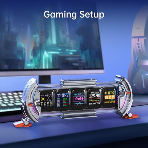 Cyberpunk-Gaming-Setup-Digital-Clock-Modern-Desktop-Clock-with-Smart-APP-Control-WiFi-Connect-RGB-LED-Display-Personalized-Dashboard-Pixel-Art-for-Gaming-Room-Office-Decor-Sliver