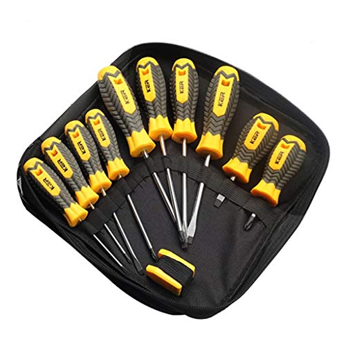MQPALZKD 10Pcs Magnetic Screwdriver Set Slotted Cross Screw Driver Bit Kit with Magnetizer Multitool Household Hand Tools