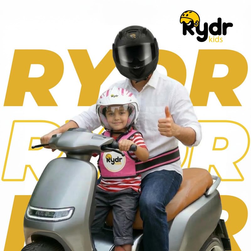Image of RYDR Motorcycle Safety Harness for Kids | Reflective & Adjustable Two-Wheeler Safety Belt for Boys and Girls (2-12 Years) (Pink, Without Pocket)