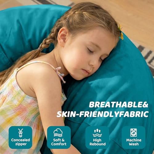 Image of HABUTWAY 2FT Bean Bag Chair 2-Pack, 2' Beanbags Small Bean Bag Chairs with Filling, Teardrop Bean Bag Chair Luxurious Velvet Ultra Soft Fur with Removable Cover(Sea Blue)