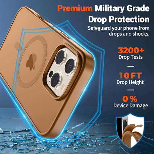 Image of SUPFINE Magnetic for iPhone 16 Pro Case (Compatible with MagSafe) (Military Grade Drop Protection) Slim Translucent Matte Shockproof with Anti-Fingerprint Phone Case,Brown