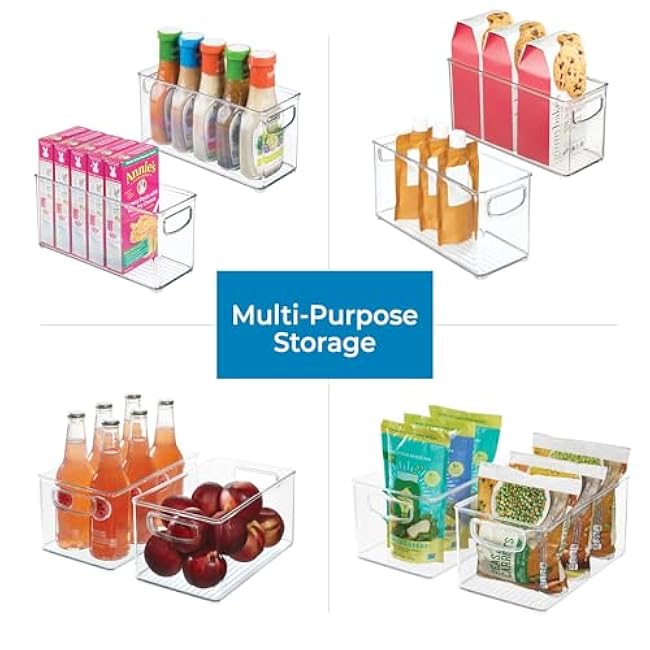 iDesign Recycled Plastic Cabinet and Pantry Storage Bin with Integrated Handles ¨C 16¡± x 8¡± x 5¡±, Clear Bin