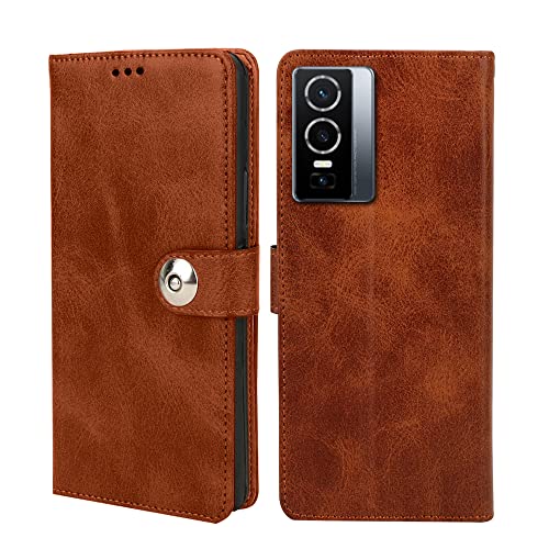 Winkel Premium Vegan Leather Magnetic Loop Flip Mobile Cover Case|Kickstand & Card Holder|360 Degree Grip Protection| Wallet Type with Magnetic Closure for Vivo Y76 5g-(Brown Color) (B09VJ5BJN2) Amazon Price History, Amazon Price Tracker