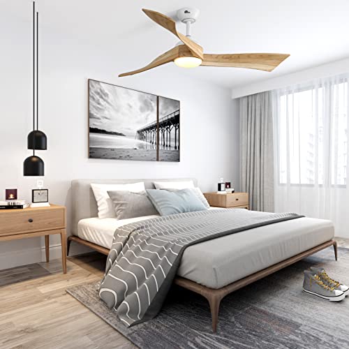 Sofucor Ceiling Fan 52 Inch Wood Ceiling Fan With Lights Remote Control Dimmable Light Reversible Dc Motor Modern Ceiling Fan For Kitchen Bedroom Basement Dining Living Room Light Wood #TOP1