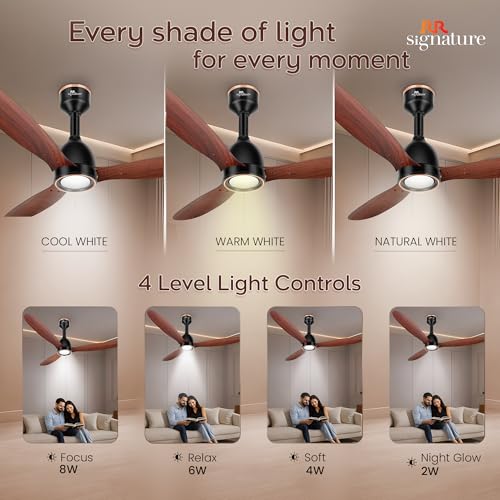 Image of RR Signature COMFYGLOW 1250mm BLDC Underlight Ceiling Fan with 100% Pure Copper Motor - 35W | 350 RPM High Speed | Remote Control & LED Light | 3 Light Modes | 3 Year Warranty - Mahogany