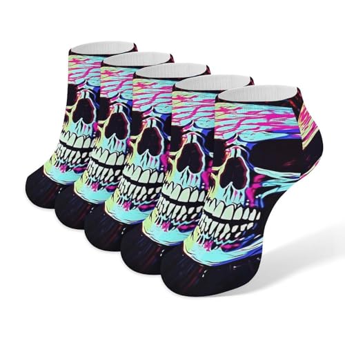 Laughing Skull 5 Pairs Low Cut Ankle Socks for Men Women Athletic Running Socks No Show Breathable
