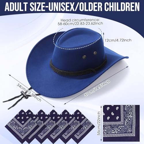Image of Zhanmai 12 Pcs Cowboy Hat and Bandana Cowboy Cowgirl Hats Bulk Western Party Costume Halloween Accessory