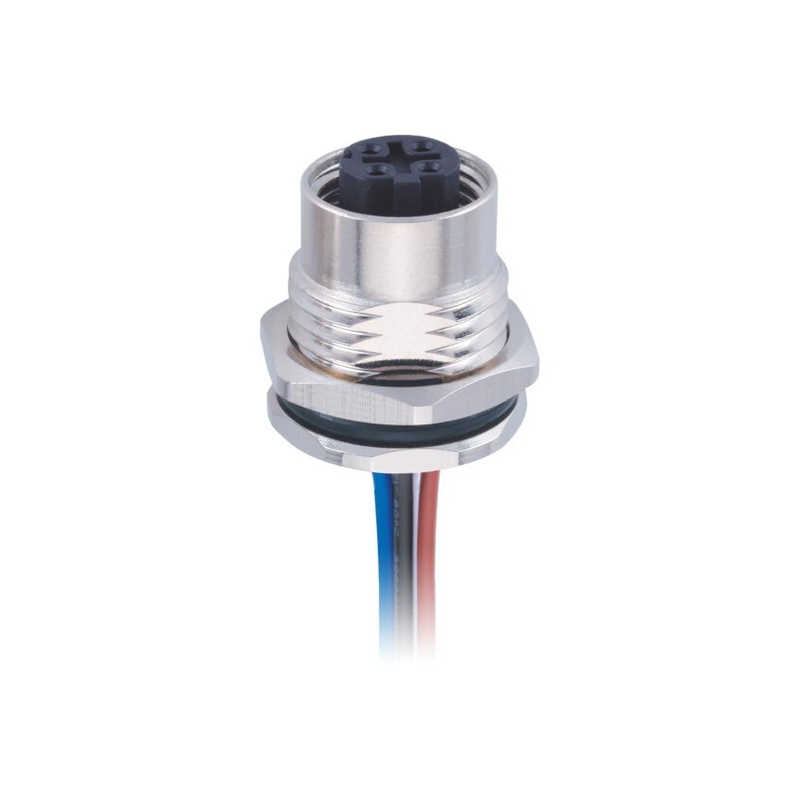 Conector de sensor M12 contra cortes de señal con código D y extremo de placa hembra