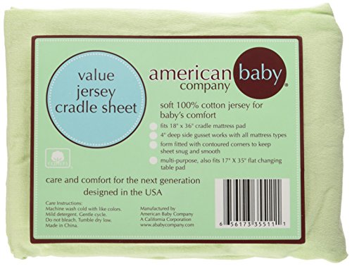 Image of American Baby Company 100% Natural Cotton Fitted Cradle /Bassinet Sheet 36 inch x 18 inch - Soft, Breathable & Hypoallergenic Bed Sheet, Celery, Neutral for Boys & Girls