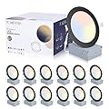 12 Pack Recessed Lighting 6 Inch with Junction Box, 5CCT 6 Inch Black LED Recessed Lights Dimmable 2700K/3000K/4000K/5000K/6000K, 15W1200lm Ultra Thin Recessed Lighting - ETL and Energy Star Certified