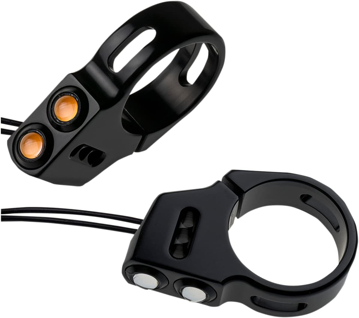Joker Machine Rat Eye LED Fork Mounted Turn Signals - 49mm - Black/Amber 052003B