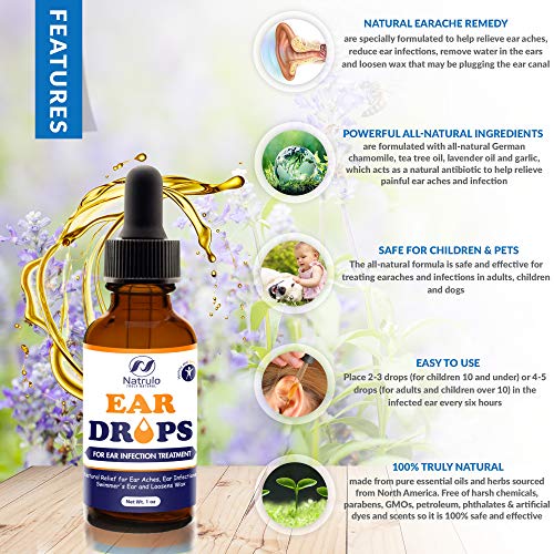 Natural Ear Drops For Ear Infection – Herbal Eardrops For Adults, Children & Pets – Relieves Ear Aches, Itchy Ears, Swimmer's Ear, & Loosens Wax – Kids Safe Ear Oil Made In Usa #TOP2