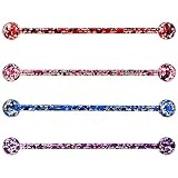 Melighting 4PCS 14G Industriel Bar Color Industrial Barbell 316L Surgical Steel Purple Blue Pink Red...