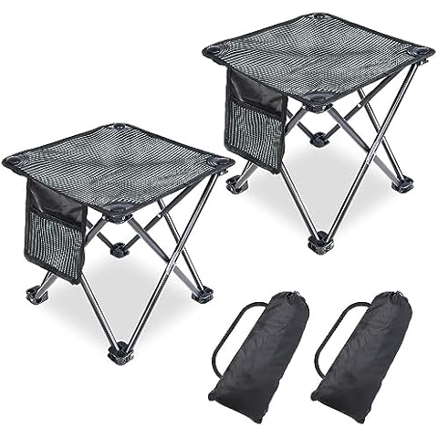 Tevaibo 2 Pack Camping Stool Portable, 13.7 Inch Folding Stool for Outdoor Gardening, Fishing, BBQ, Hiking with Carry Bag(400 LBS Capacity) Cover