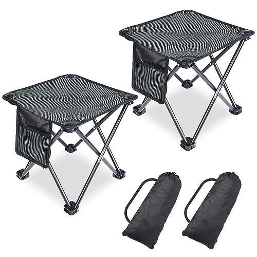 Tevaibo 2 Pack Camping Stool Portable, 13.7 Inch Folding Stool for Outdoor Gardening, Fishing, BBQ, Hiking with Carry Bag(400 LBS Capacity)