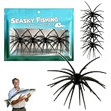 4Pcs Dice Bait, Floating TPR Swimbait with Reflective Stars,Tentacle Creature Lure, Sea Urchin Style Soft Plastic Baits, for Bass Fishing Drop Shot, Wacky Rig/Neko Rig and Finesse, Slow Sinking