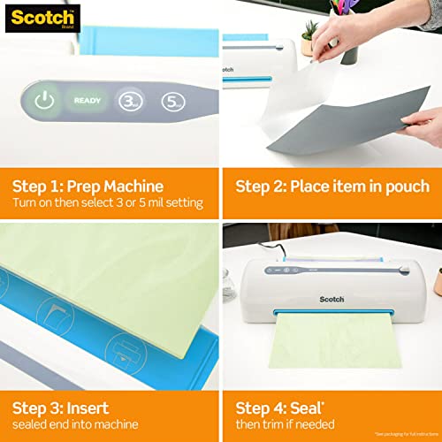 Image of Scotch Thermal Laminating Pouches, 8.9 x 11.4-Inches, 5 mil thick, 100-Pack (TP5854-100) and Scotch PRO Thermal Laminator, 2 Roller System (TL906) Bundle