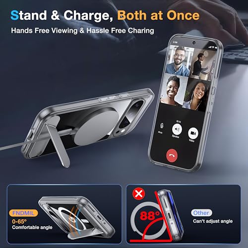 Image of for Google Pixel 9 Pro XL Case with MagSafe[Adjustable Kickstand][Charge While Standing][Military Shockproof][Anti-Yellowing] Transparent Soft Silicone Bumper Pixel 9 Pro XL Phone Case,Clear