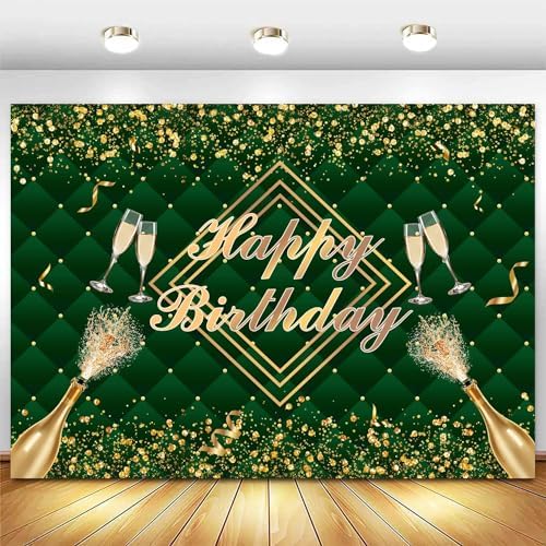 Green Gold And Black Happy Birthday Background Banner