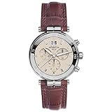Uhrenglas: Saphirglas Michel Herbelin Unisex Erwachsene Chronograph Uhr mit Leder Armband 36654/AP17MA