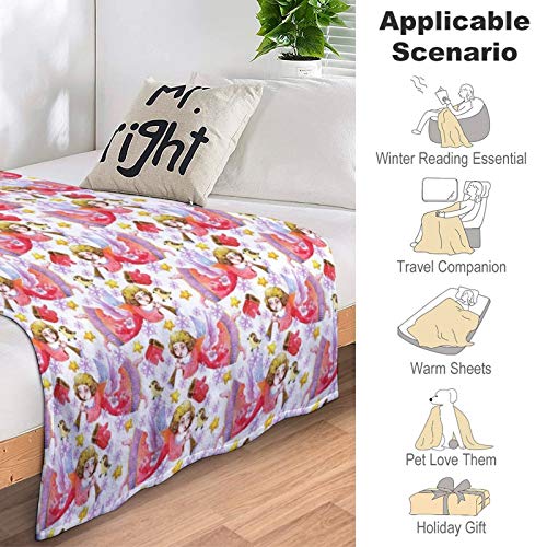 Flannel Fleece Throw Blanket Angel Watercolor Pattern Ultra Luxurious Air-Conditioned Quilts For Birthday Gifts Multiple Colors Available Bed Blanket For Women Men, 60 X 80 In #TOP4