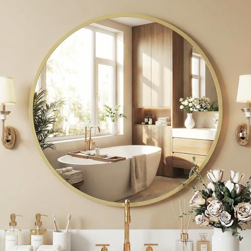 NEWBULIG 30 Inch Round Wall Mirror, Bathroom Mirror for Over