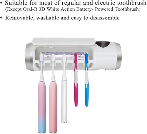 Miniatura 2 de SARMOCARE Limpiador de soporte para cepillos de dientes con secado de ventilador y función de sincronización de 6 minutos, 5 ranuras para cepillos